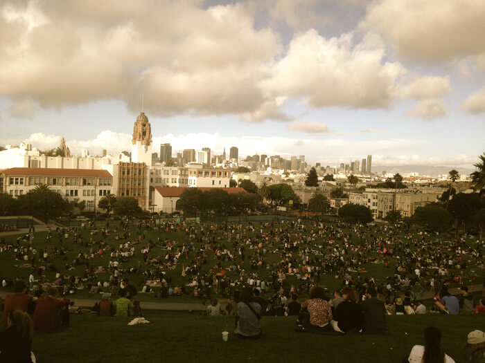 sea of people outside