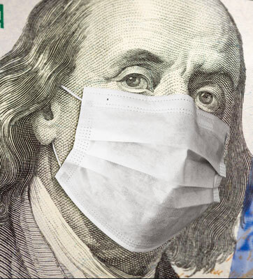 Benjamin Franklin wearing a face mask